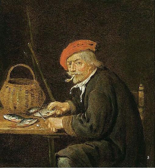 Quirijn van Brekelenkam Man Scaling Fish oil painting picture